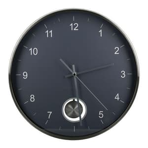 Comb Glass Wall Clock With Dark Grey And Silver Metal Frame