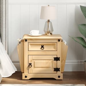 Croydon Wooden Bedside Cabinet With 1 Drawers In Brown