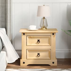 Croydon Wooden Bedside Cabinet With 2 Drawers In Brown