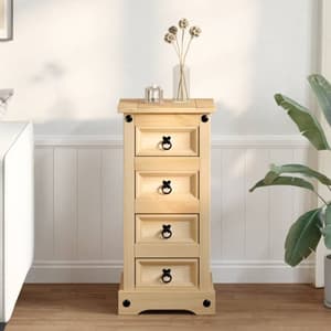 Croydon Wooden Bedside Cabinet With 4 Drawers In Brown