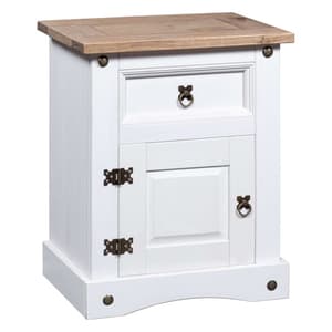 Croydon Wooden Bedside Cabinet With In White And Brown