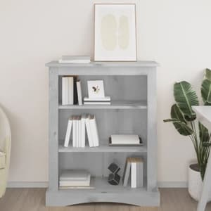 Croydon Wooden Bookcase With 3 Shelves In Grey