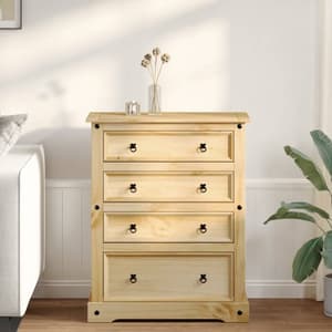 Croydon Wooden Chest Of 4 Drawers Large In Brown