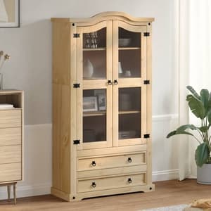 Croydon Wooden Display Cabinet With 2 Doors 2 Drawers In Brown