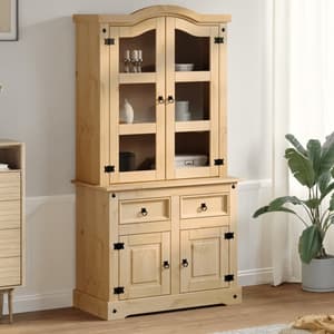 Croydon Wooden Display Cabinet With 4 Doors 2 Drawers In Brown