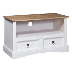 Croydon Wooden TV Stand With 2 Drawers In White And Brown