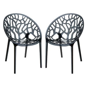 Cancun Black Clear Polycarbonate Dining Chairs In Pair