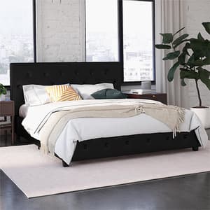 Dakotas Faux Leather Double Bed In Black