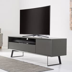 Daniel Large TV Stand In Charcoal Grey With Flap Door