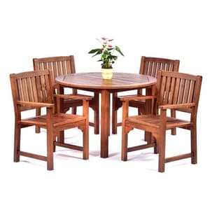 Danil Hardwood Dining Table Round And 4 Armchairs