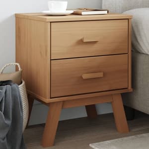 Dawlish Wooden Bedside Cabinet With 2 Drawers In Brown