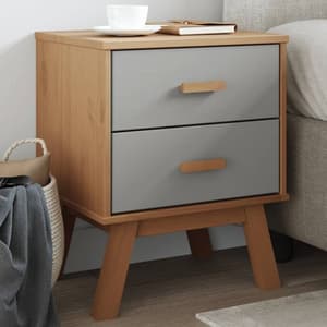 Dawlish Wooden Bedside Cabinet With 2 Drawers In Grey And Brown