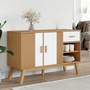 Dawlish Wooden Sideboard With 2 Doors 1 Drawers In White Brown