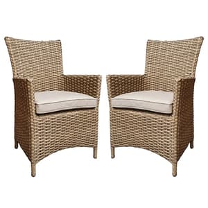Derya Natural Wicker High Back Dining Chairs In Pair