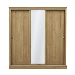 Devan Wooden Sliding Wardrobe With 3 Doors In Oak