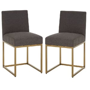 Chalawan Brass Base Dining Chair With Grey Top in Pair  