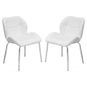 Dinky Bistro White Faux Leather Dining Chairs In Pair