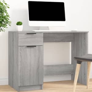 Dunstable Wooden Laptop Desk 1 Door 1 Drawer In Grey Sonoma