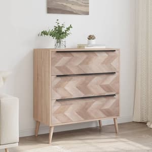 Durham Wooden Chest Of 3 Drawers In Sonoma Oak