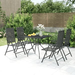 Elon Small Square Steel 5 Piece Garden Dining Set In Anthracite