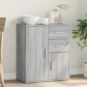 Exeter Wooden Sideboard With 2 Doors 2 Drawers In Grey Sonoma