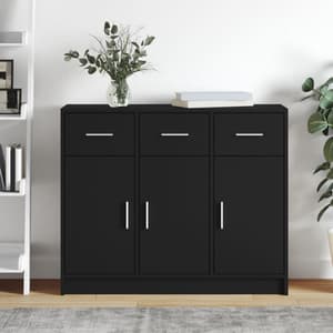 Exeter Wooden Sideboard With 3 Doors 3 Drawers In Black