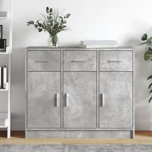 Exeter Wooden Sideboard With 3 Doors 3 Drawers In Concrete Grey