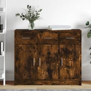 Exeter Wooden Sideboard With 3 Doors 3 Drawers In Smoked Oak