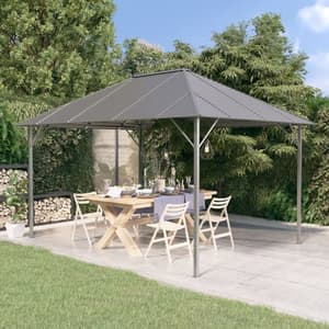 Ezra Fabric 4m x 3m Gazebo With Roof In Anthracite