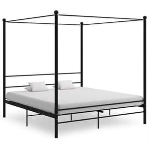 Fallon Metal Canopy Super King Size Bed In Black