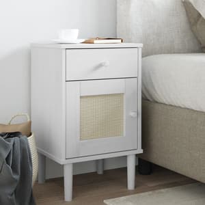 Fenland Wooden Bedside Cabinet With 1 Door 1 Drawer In White
