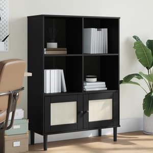 Fenland Wooden Bookcase With 4 Shelves In Black