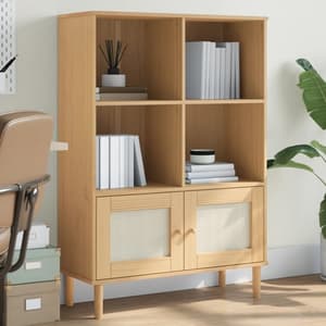 Fenland Wooden Bookcase With 4 Shelves In Brown