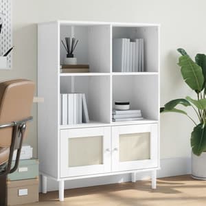 Fenland Wooden Bookcase With 4 Shelves In White