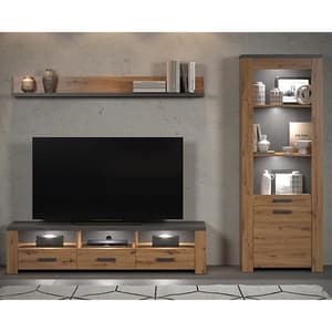 Fero Living Furniture Set In Artisan Oak And Matera With LED