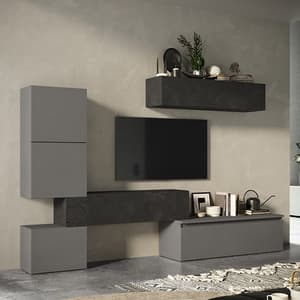 Finley Wooden Entertainment Unit In Slate And Lead