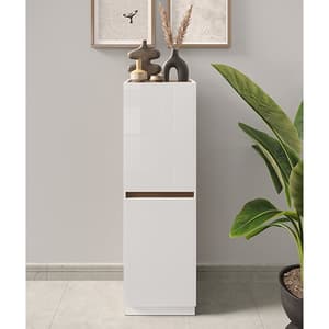 Flores High Gloss Storage Cabinet 2 Doors In White And Dark Oak
