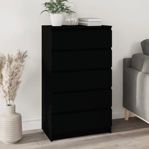 Fowey Wooden Chest Of 5 Drawers In Black
