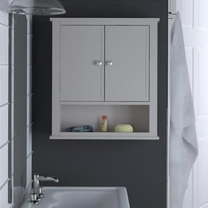 Franklyn Wooden Storage Wall Cabinet With 2 Doors In Grey