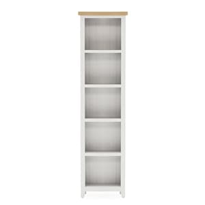 Freda Slim Wooden Bookcase With 4 Shelves In Grey And Oak