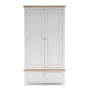 Freda Wooden Wardrobe With 2 Doors 2 Drawers In Grey And Oak