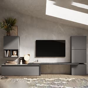 Gaiva Wooden Entertainment Unit In Slate And Lead