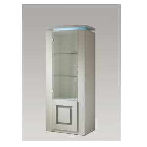 Garde Display Cabinet In White Gloss With Diamante And Light