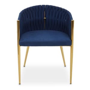 Gdynia Fabric Dining Chair With Gold Frame In Blue
