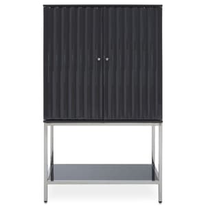 Genera High Gloss Storage Cabinet With Silver Frame In Grey