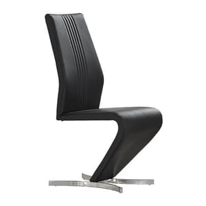 Gia Faux Leather Dining Chair In Black With Chrome Base