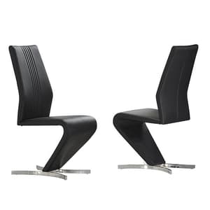 Gia Black Faux Leather Dining Chairs In A Pair