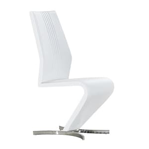 Gia Faux Leather Dining Chair In White With Chrome Base