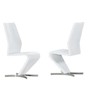Gia White Faux Leather Dining Chairs In A Pair