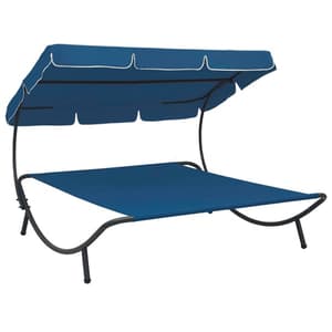 Grace Outdoor Lounge Bed With Canopy In Blue